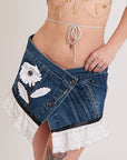 Wildflower Denim Skirt - Size Medium